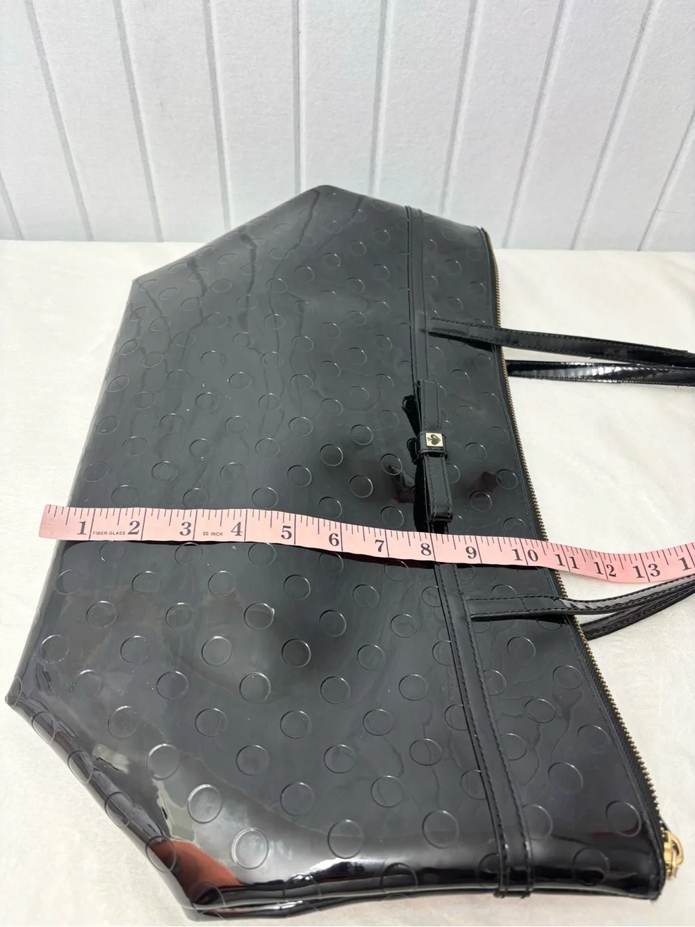 Kate Spade Patent Leather Black Polka Dot Large Tote‎